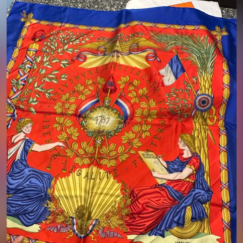 Hermes Republique Francaise Liberte Egalite Fraternite Scarf, Carre 90